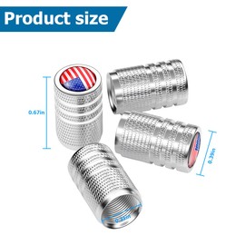 Osilly American Flag Tire Valve Stem Cap, 4 Pcs Aluminum Alloy Valve Stem Covers, Heavy Duty Leak-Proof Stem Caps, Airtight Tire Accessories for Car Trucks Motorcycles Bikes (Multicolor/Silver)