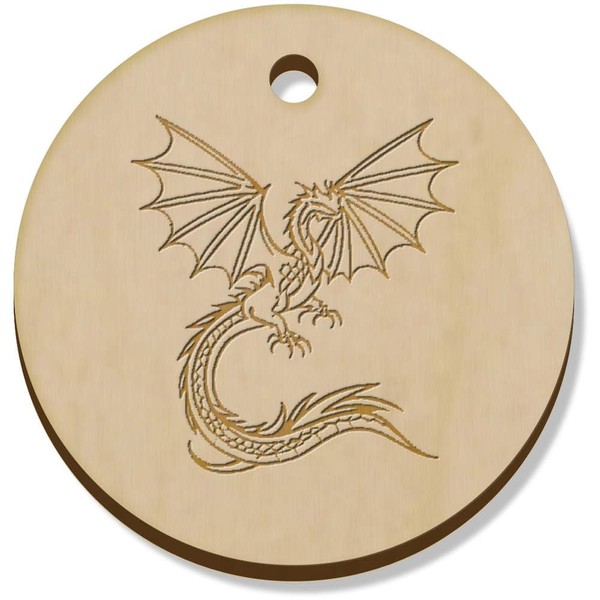 Azeeda 11 x 34mm 'Dragon In Flight' Wooden Pendants/Charms (PN00070083)