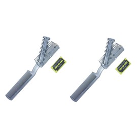 2-Pack Manual Pet Hair Trimmer for Dogs & Cats - Quiet Razor with Extra Blades, Comb Attachment - Comfortable Grip, Safe for All Coat Types