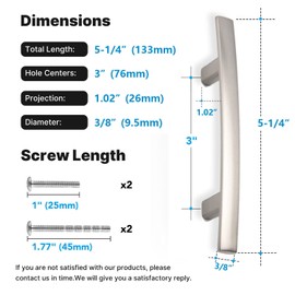 homdiy 3in Cabinet Handles Brushed Nickel 50 Pack Cabinet Pulls - HD1003BSS Cabinet Hardware Arch Drawer Pulls Solid Dresser Drawer Handles Cabinet Pulls Modern Drawer Pulls