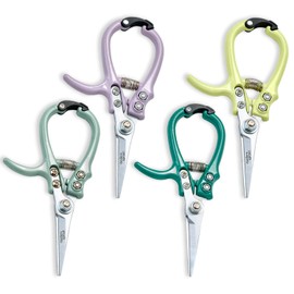 Modern Sprout Pruning Shears - Herb Snipping Scissors- Lightweight Gardening Tools W/Easy Lock - Flower Cutter Garden Shears - Carbon Steel Blade + Plastic-Free Reusable Holster (Multicolor, 4 Pcs)