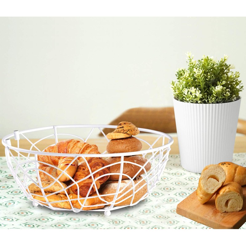 Buruis Fruit Basket Bowl with Banana Hanger, Modern Bird Design