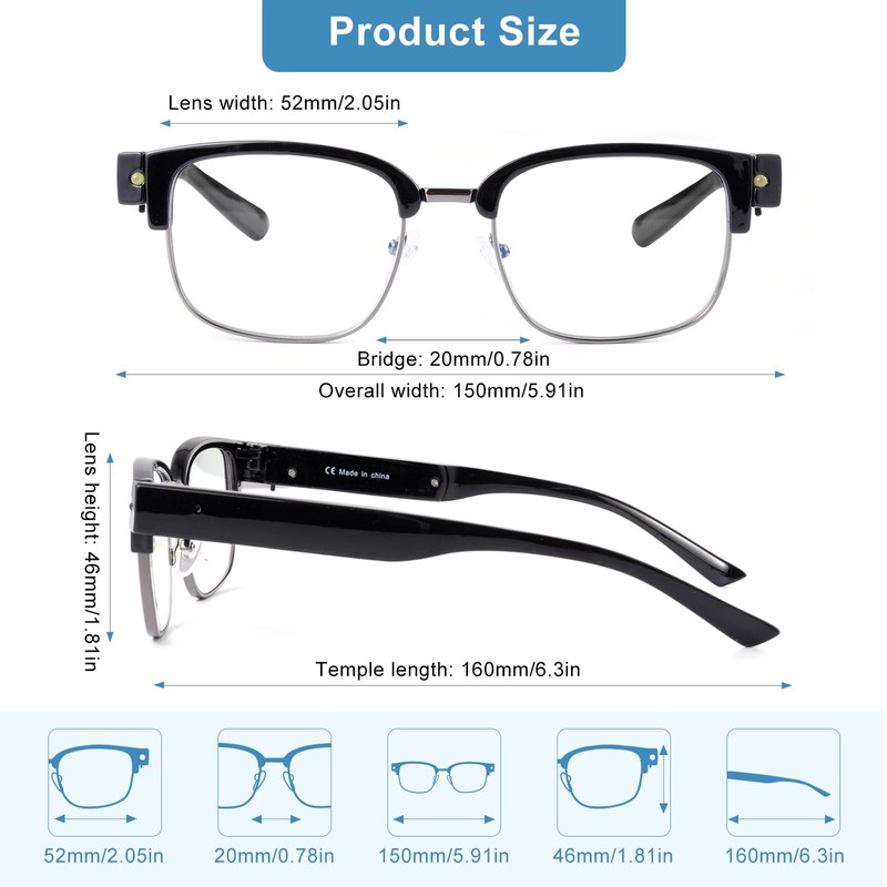 OUSHIUN 200% Magnifying Glasses with Light,USB Rechargeable LED Lighted Magnifying