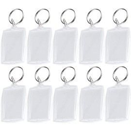 4cm x 5.5cm/1.57'' x 2.16''Clear Acrylic Blank Passport Photo Image Inserts Split Keychain Keyrings Wallet Friendly Picture Frame Key Ring for Women and Men(50PCS)