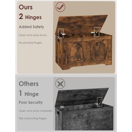 DINZI LVJ Storage Chest, 31.5”Wooden Toy Box with 2 Safety Hinges, Entryway Storage Bench with Flip-Top, Sturdy Storage Trunk for Living Room, Bedroom, Easy Assembly, Rustic Brown