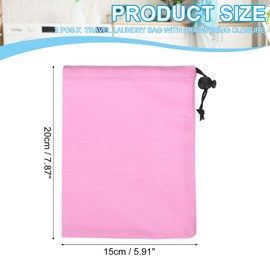 PATIKIL Polyester Laundry Bag, 2 Pack 8"x6" Heavy Duty Travel Bag with Drawstring Tear Resistant Dirty Clothes Storage for Traveling Camping College Dorm, Pink