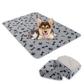 Dog Crate Pee Pads - Wahable Dog Rugs Non-Slip Puppy Pads for Small Dogs, Water Absorb Training Pads (24" x 32", Gray) 2 Packs