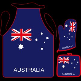Souvenir Australia Apron Glove and Mit Set Flag