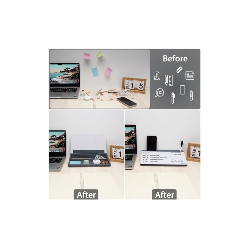 Varhomax Glass Desk Buddy Whiteboard with Storage