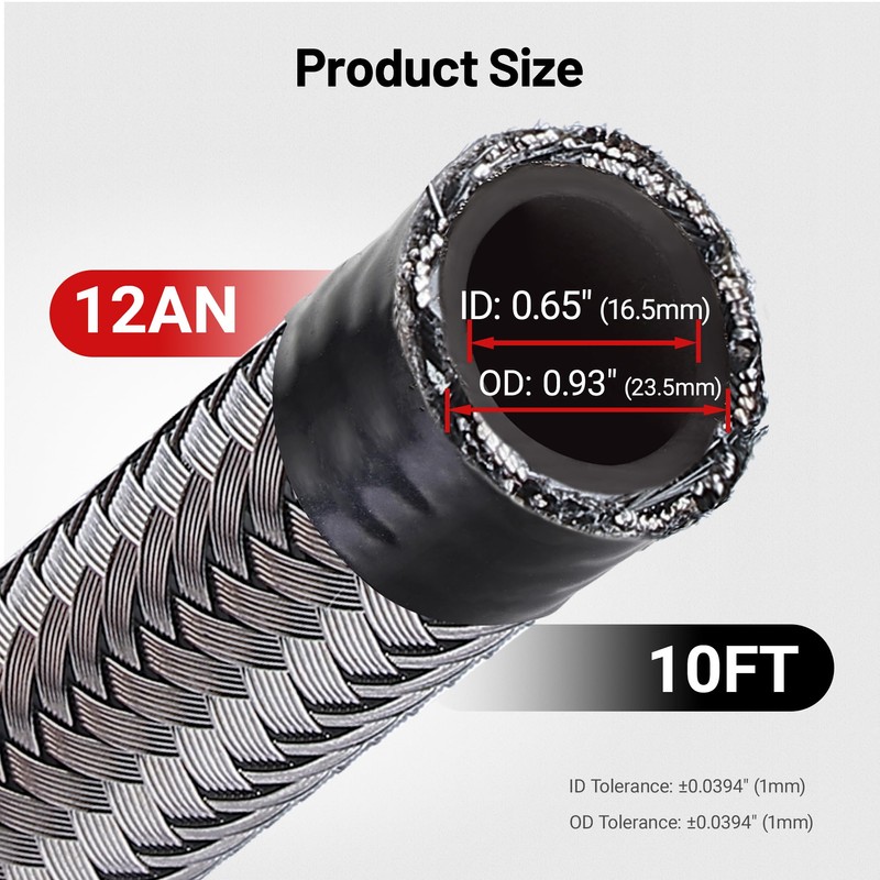 EVIL ENERGY 12AN Fuel Line Kit,AN12 Braided Nylon Fuel Hose