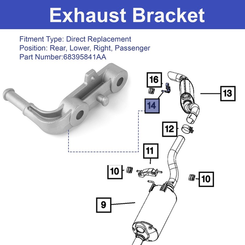 Rear Right Exhaust Bracket Muffler Support Assembly Passenger Side Compatible