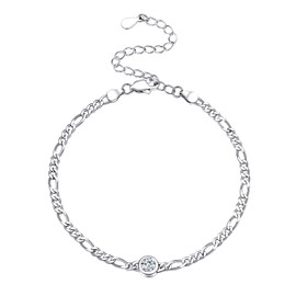 Simple Silver Link Bracelets For Women Sister Gifts April Birthstone Small Chain Bracelet