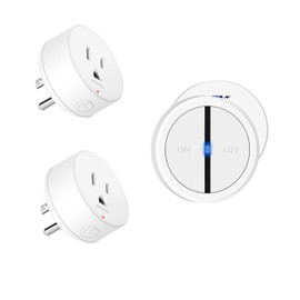 Greencycle Wireless Remote Control Outlet Plug with Switch,On Off Outlet Switch for Light,15A,Renmote Control for Indoor Lights,Lamps,Household,300ft Long Range,No Wiring,Appliances,White,SW1+2R05