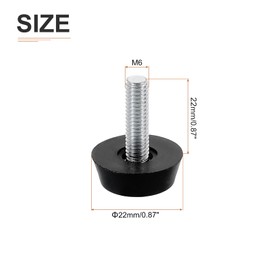 DTGN M6x22x22mm(DxLxOD) Screw on Furniture Glide Leveling Feet - 4Pack - Good for Furniture - Adjustable Thread Furniture Levelers - Black