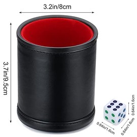 Felt Lined Professional Dice Cup - with 6 Dice Quiet for Yahtzee Game