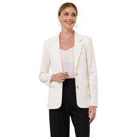 Hobemty Women's Stretchy Knit Blazer Business Casual Lightweight Jacket XX-Large White