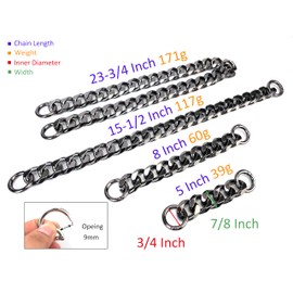 VersaKits - Cadena gruesa cubana con dije de cadena de aluminio, accesorio extensor de cadena de latón de 23-3/4 pulgadas, cadena de pantalones, cadena de zapatos, cadena de collar de perro