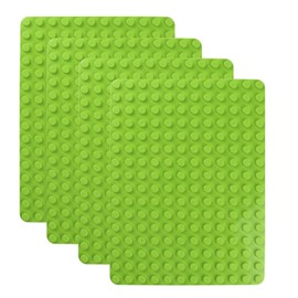 DBTW 4Pcs Green Tight Fit Classic Baseplates, 16x12 Stud Building Bricks Base Plates, 25.5x19cm Construction Building Board, Building Block Base Compatible with All Major Brands for Kids Adults