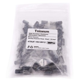 Tnisesm 20Pcs Electrolytic Capacitor 470uF 16V with Aluminum Radial Leads 470UF-16V-8X12
