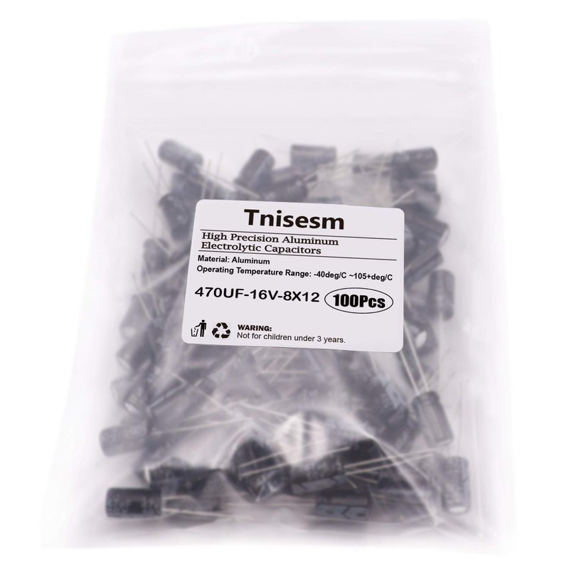Tnisesm 20Pcs Electrolytic Capacitor 470uF 16V with Aluminum Radial Leads