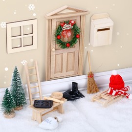POFIBO 50 Piece Gnome Door Set - Christmas Gnome Accessory Set with Construction Site, Baking Set and Advent Calendar, Miniature Gnome Accessories, Christmas Gnome for Christmas Decoration, Gift for