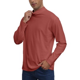 Mens Casual Mock Turtleneck T-Shirts Long Sleeve Thermal Stretchy Pullover Basic Lightweight Undershirt Sweater Tops