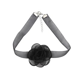 POYAMUSE Flower Lace Choker Necklace Rose Flower Charm Lace Collar Necklace for Women Wedding Costume Jewelry-black