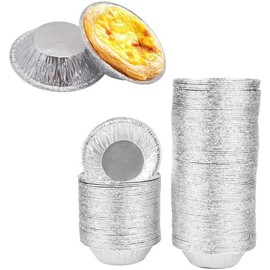 50PCS Silver Mini Pie Tins, Round Tart Pie Foil Pans, Aluminum Foil Tart Pans