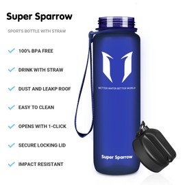 Super Sparrow Drinking Bottle with Straw - Tritan Water Bottle - 1 L - BPA-Free - Ideal Sports Bottle - Leak-Proof Drinking Bottles for Children - Lightweight, Sustainable