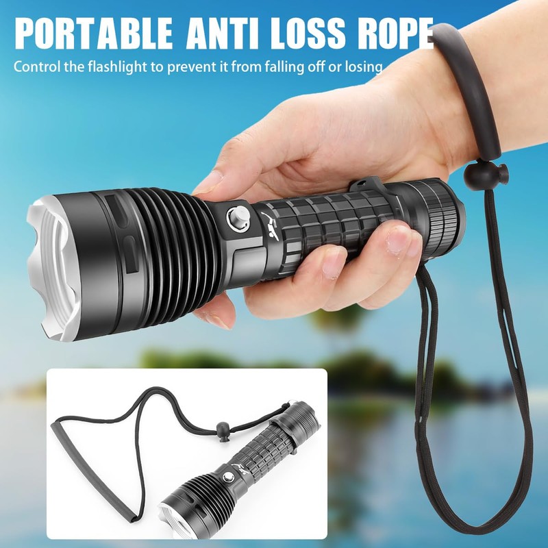 HECLOUD 3000LM Diving Flashlight IPX8 Waterproof Scuba Light 3 Modes