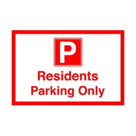 Residents parking only - Safety sign- 3mm Aluminum Dibond for indoor/outdoor usage (300mm x 200mm) 7m Viewing Distance.