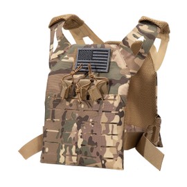 Childrens Tactical Airsoft Paintball Kids Vest, Free US Flag Patch, Mil Spec PALS Laser cut Molle Modular w/Mag Pouches (Multi-cam)