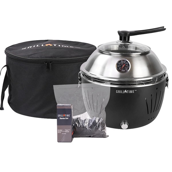 GrillTime Tailgater GT Hood Combo 13 Inch - Portable Charcoal