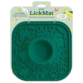 WOOF LickMat - Easy-to-Clean Lick Mat for Dogs - Slow Feeder Mat with Non-Slip Design - BPA-Free Silicone Lick Mat - Interactive Dog Toys - Green
