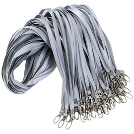 ROSSHINE 50pcs Silver Gray Lanyards for Neck, Nylon Neck Strap Lanyard for Keys ID Cards Name Tags Badge Holders with Swivel Hook Ideal for Staff Student Doctors Visitors