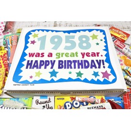 RETRO CANDY YUM ~ 1958 65th Birthday Gift Box Nostalgic Candy Assortment from Childhood for 65 Old Man or Woman Born 1958