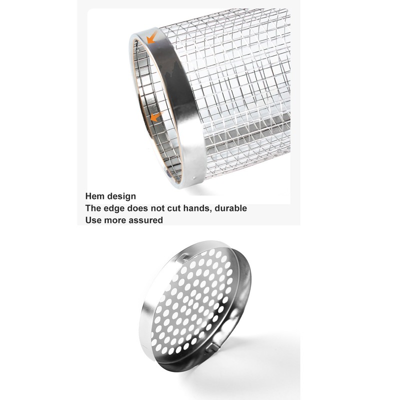 BBQ Net Tube Rolling Grilling Basket Stainless Steel Wire Mesh