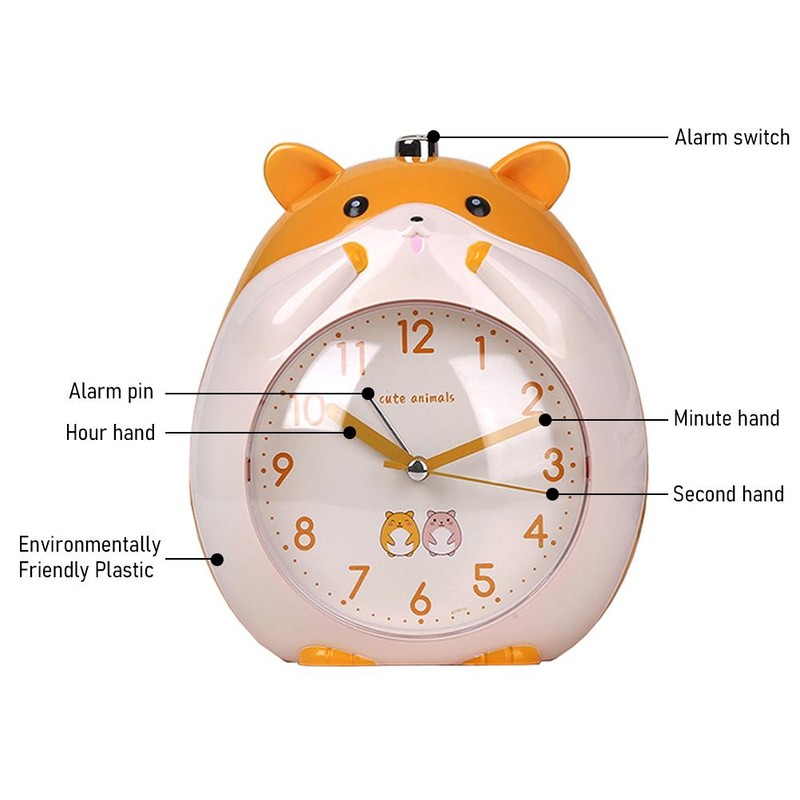Children's Alarm Clock Snooze Function Cartoon Hamster Clock with Night
