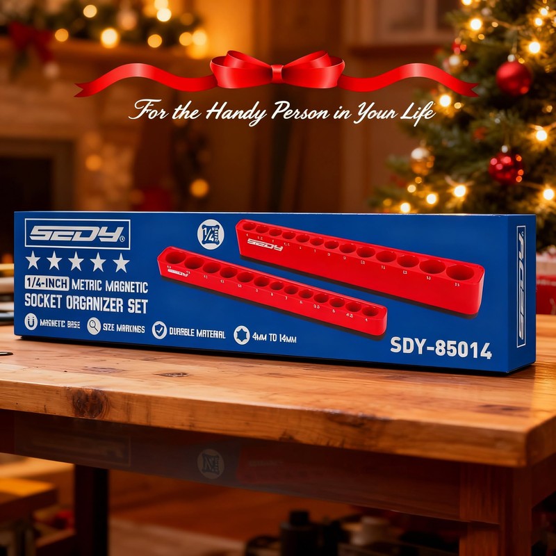 2-Piece 1/4"-Drive Metric Magnetic Socket Organizer Set (Holds 26 Sockets)