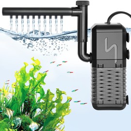 AQQA Aquarium Filter, 600L/H Internal Fish Tank Filters with Aeration & Rainfall, 6W Quiet Fish Tank Filter Pump for Tanks up to 52 Gallon