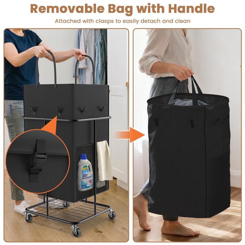 150L Large Laundry Hamper with Wheels, Rolling Laundry Basket