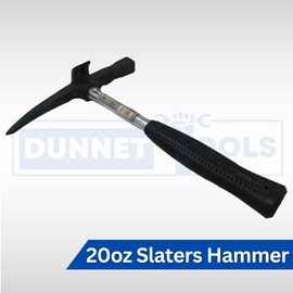 Dunnet Tools 567.0 g Slate Hammer with Nail Puller, Roofer Variation, 600 g or 595.3 g Head, Solid Carbon Steel Monoblock Hammer with Claws and Nail Holder, Claw Hammer, DIY