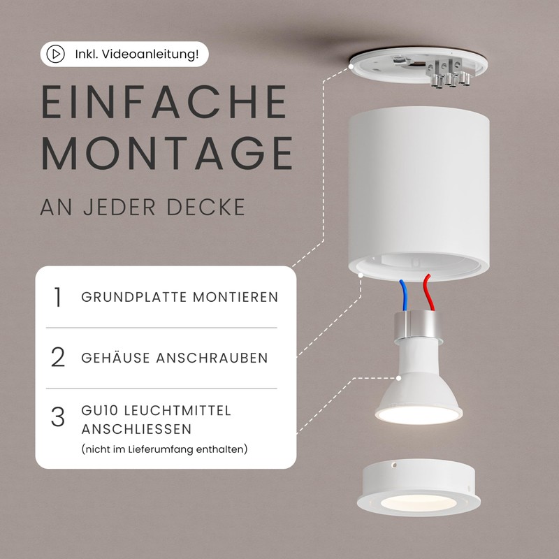 MATO 3 x Surface-Mounted Spotlight GU10 White - 30° Swivelling