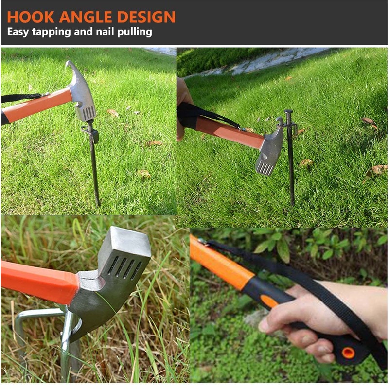 Camping Hammer Heavy Duty with Tent Stake Remover,12" high Carbon