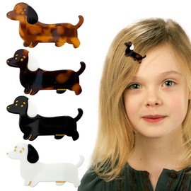 4PCS Dachshund Hair Clips,Cute Dog Hair Claw Clips Cellulose Acetate Hair Accessories Dachshund Gifts for Women and Girls