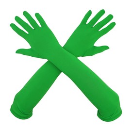 Gaoin Unisex 18" Elbow Length Stretchy Spandex Gloves for Costume Party Cosplay Bridesmaids (Green)