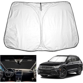 YEE PIN Sonnenschutz Auto kompatibel mit Tiguan 2 Tiguan SWB LWB Allspace 2016-2022 2023，Faltbare Auto Sonnenschirm Frontscheibe Windschutzscheibe UV Staub Schutz