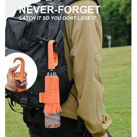 TUMAAOTU Inverted Umbrella with Carabiner Handle, Wind Proof Umbrellas For Rain, 46 Inch Portable Reverse Folding Umbrella, Car Umbrella for Women Men, 10 Ribs (orange)