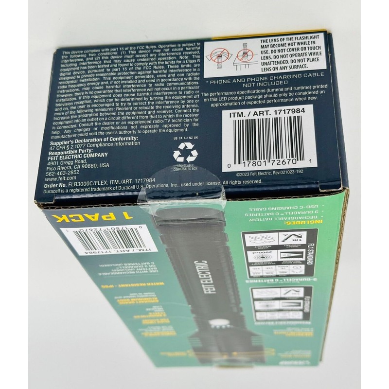 11.7 in. LED Flashlight, Rechargeable Plus by Feit Electric