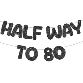 SKTMH Halfway to 80 Banner Glitter 40th Birthday Banner Happy 40th Birthday Party Banner Men Funny Happy Birthday Sign 40th Wedding Anniversary Sign Decor 40th Birthday Party Decorations and Supplies